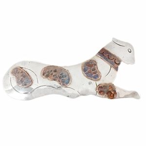 Vintage Sterling and Copper Navajo Brooch signed D/L Garcia